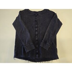 Wonderly Size Small Grey‎ Frayed Seamed Long Sleeve Top